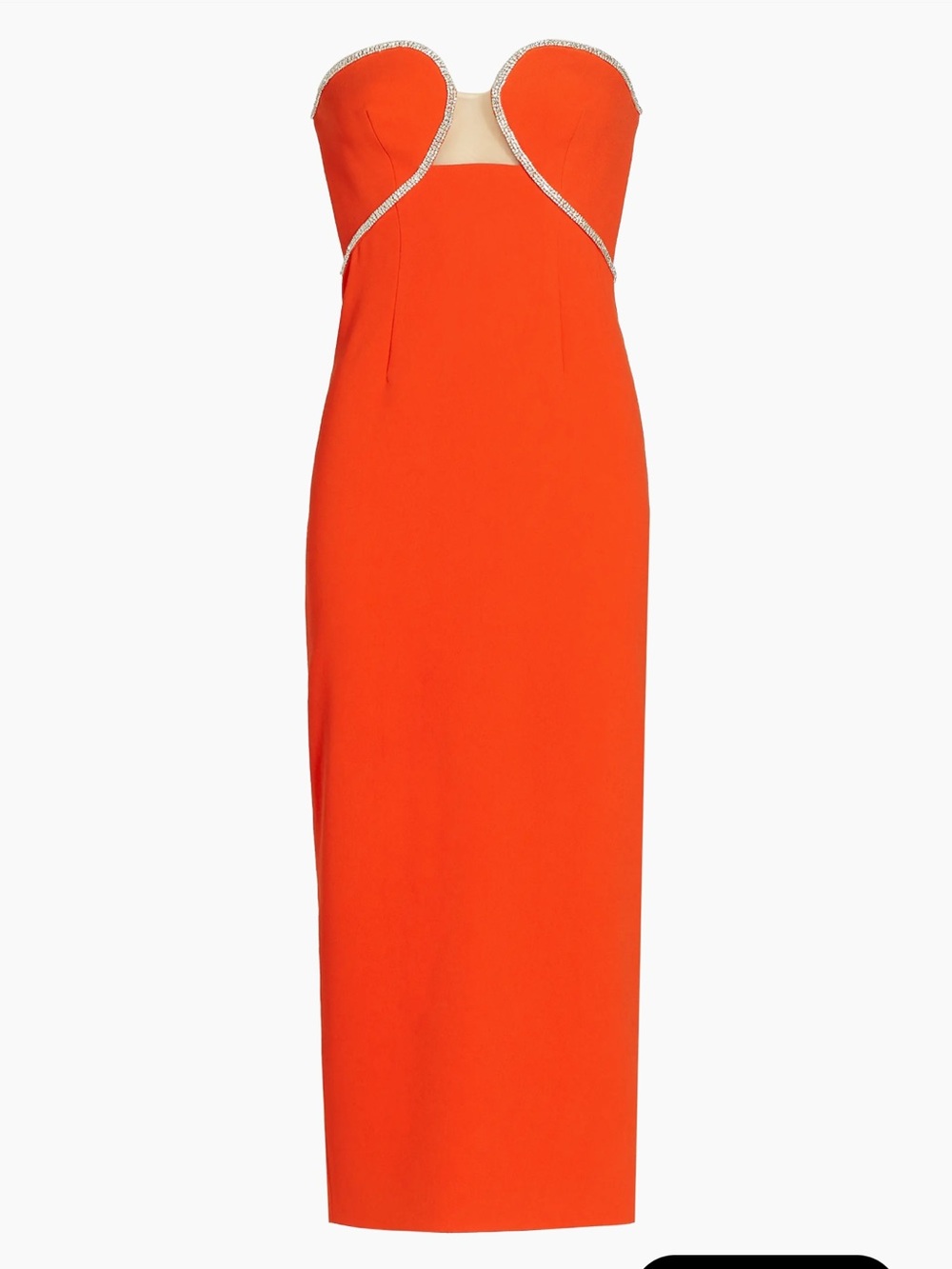 Self Portrait Strapless Red Midi Dress with Crystal Trim